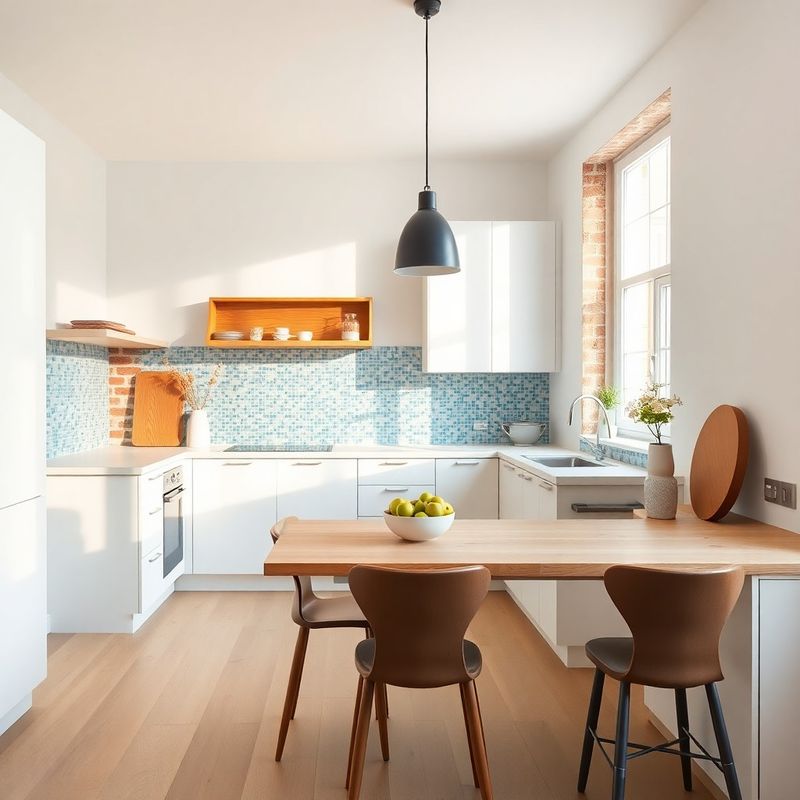 Nowoczesna kuchnia z lazurową mozaiką w krakowskim apartamencie