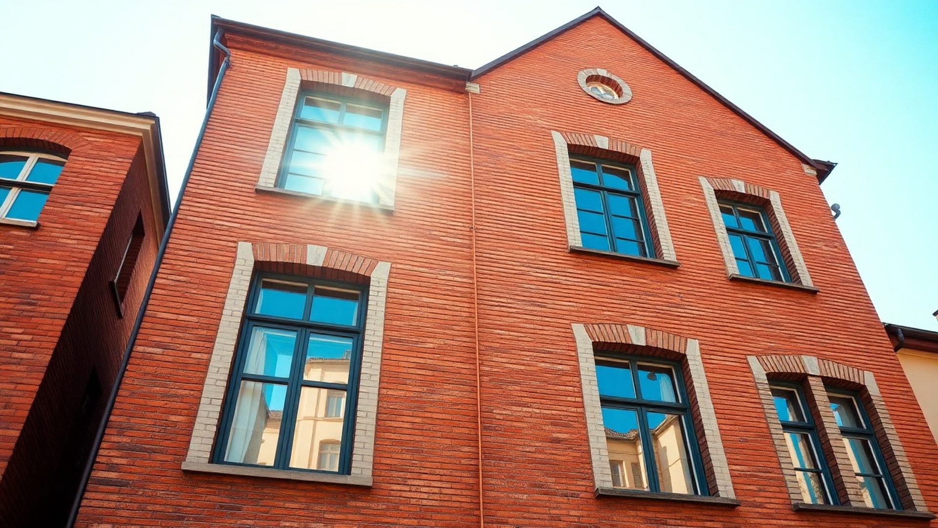 Sunlit fasada krakowskiej kamienicy w porannym świetle